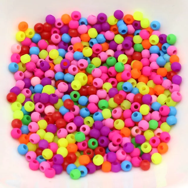 2000 Mixed Frost Neon Color Acrylic Round Beads 3mm Smooth ball Mini Spacer Bead