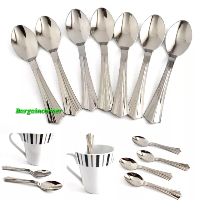 Tea Coffee Spoons Reusable Desert Spoon Silver Disposable Plastic Spoon 14cm