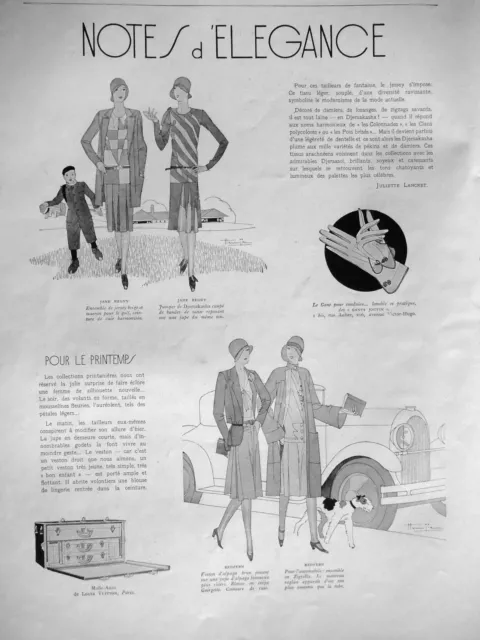 1929 Vuitton Press Advertisement Auto Suitcase Tailors Jane Regny Jouvin Gloves