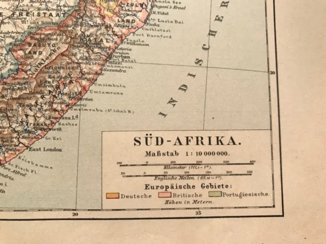 Landkarte Süd - Afrika, Kapland, Oranje Freistaat, Deutsch-Südwest, Meyer 1892