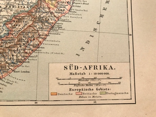 Landkarte Süd - Afrika, Kapland, Oranje Freistaat, Deutsch-Südwest, Meyer 1892