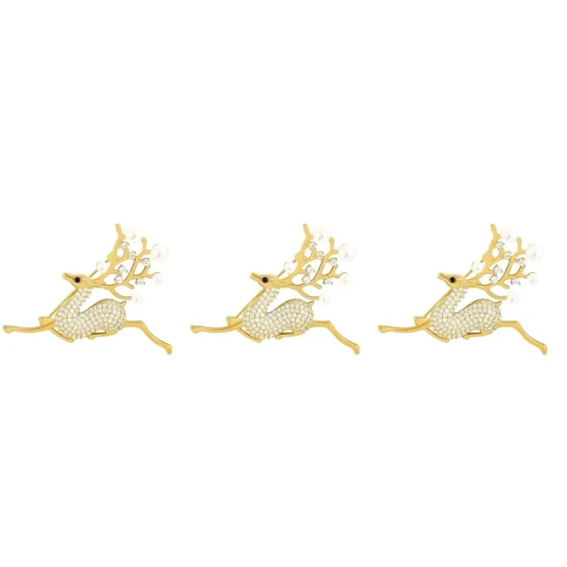 3 PCS Christmas Elk Brooch Alloy Miss Animal Deer for Clothes Lapel Pin