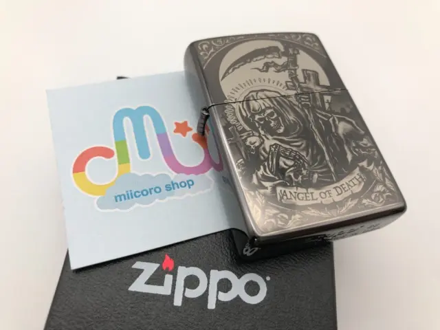 Zippo Oil Lighter Reaper Black Silver Microlaser Engraving Regular Case NEW JP