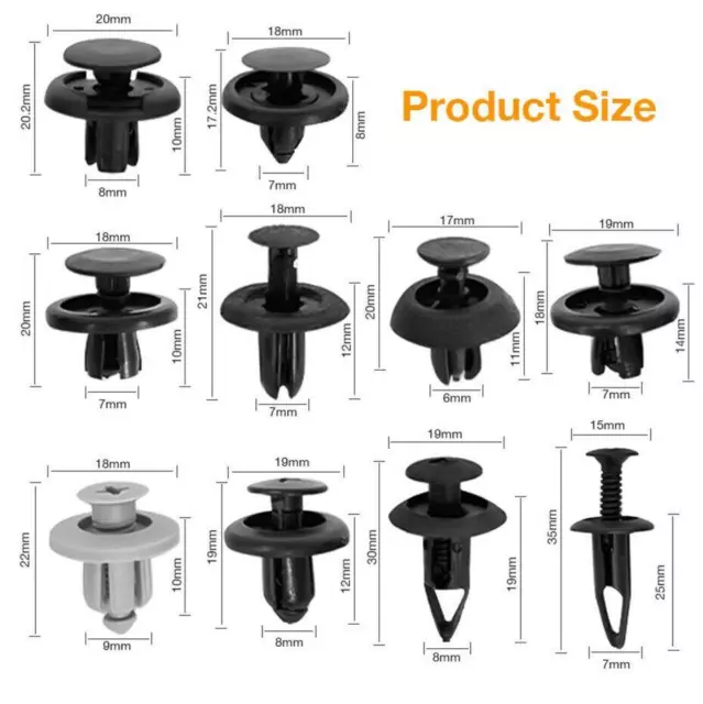 Car Retainer Auto Fasteners Push Trim 100PCS Plastic Clips Pin Rivet Bumper Kit