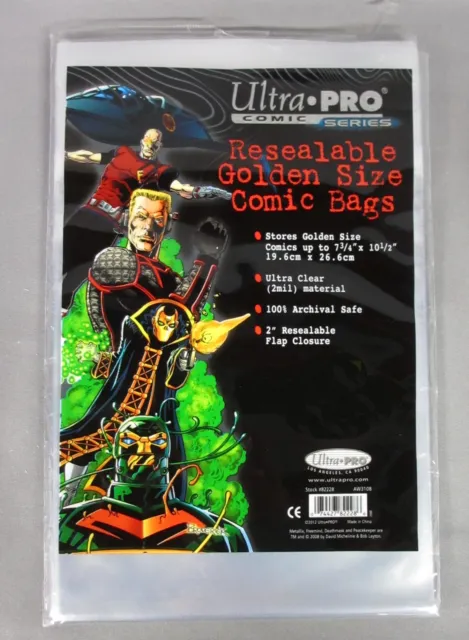 65 Ultra PRO Resealable Golden Size Comic Bags 7 3/4" x 10 1/2" Ultra Clear