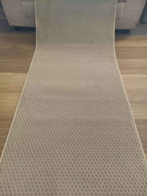 Carpet Hall Runner 80cm wide By the Meter Plain Beige Rubber Backed