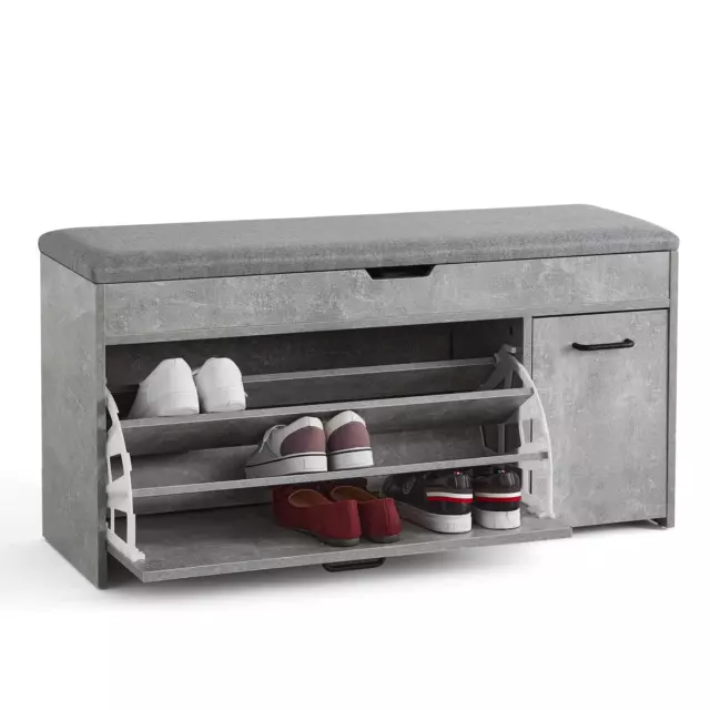 Mondeer Shoe Bench Shoe Cabinet with Seat Cushion Storage and Flip-up Drawer