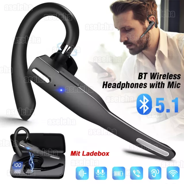 Wireless Bluetooth Kopfhörer Stereo Kabellos Headset Ohrhörer Mikrofon für Handy