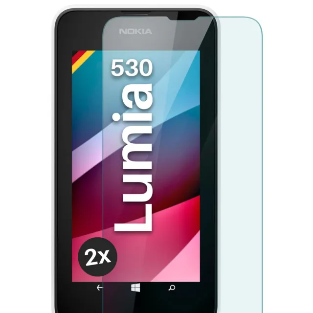 2x Vidrio Auténtico para Nokia Lumia 530 Lámina HD Templado Premium Pantalla