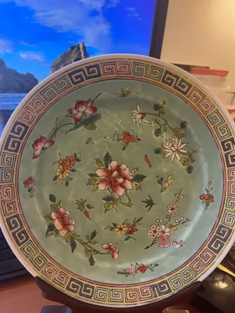 Antique China Famille Rose Porcelain Hand Painted Flowers Art Plates (2)