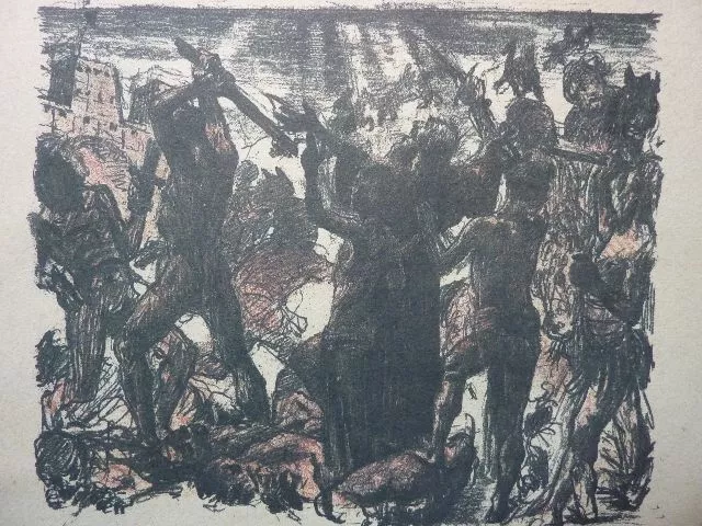 LOVIS CORINTH - Lithographie von 1910 "Das Kampf der Juden" !!