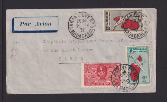 1937 - Carta postal aérea de Tananarive a París (22082045)