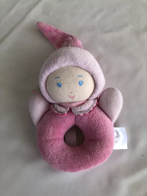 Hochet Peluche Rose Corolle Doudou Bébé 17cm PDOU083