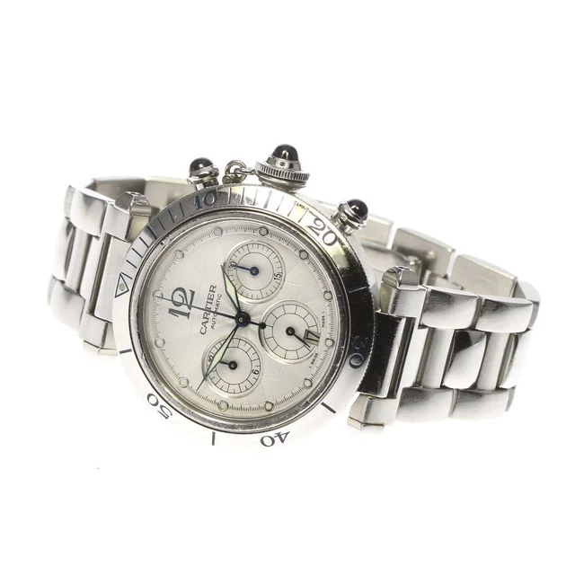 Cartier Pasha Watch 2113 Chronograph Automatic Mens 38.5mm Swiss. JUNK JAPAN