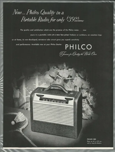 1947 PHILCO Radio advertisement, Philco 300 portable radio