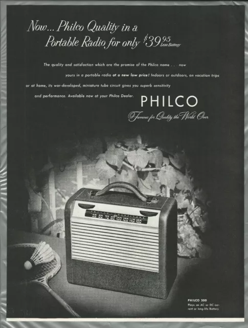 1947 PHILCO Radio advertisement, Philco 300 portable radio