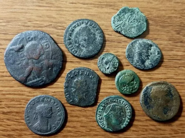 Lot of (10) Ancient  Coins - mostly Roman