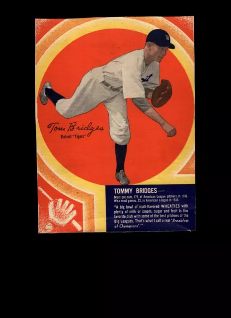 1930-38 Wheaties Set-Break Tom Bridges *GMCARDS*