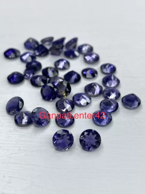 Natural Iolite Faceted Round Cut 3Mm 4Mm 5Mm 6Mm 7Mm Calibrated Loose Gemstone E