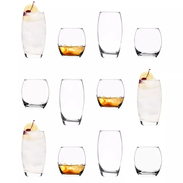 12pc LAV Empire Glassware Set Highball Cocktail Glasses Water Whiskey Tumblers