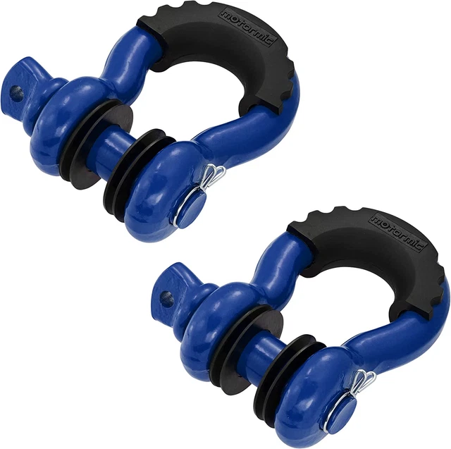 Unique D Ring Shackles 2 Pack Blue - 3/4" Clevis with 7/8" Pin Safety