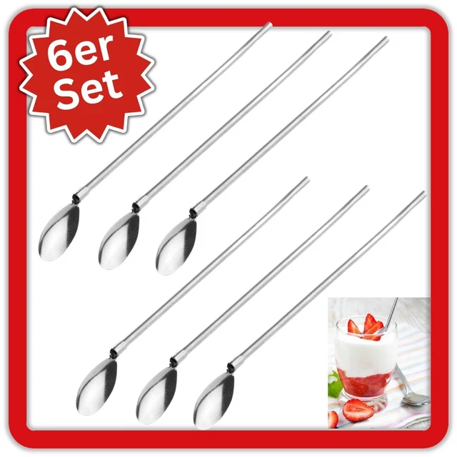 Bulckrew Strohhalm Löffel Set - 8 Stück Edelstahl Gold Mit Reinigern