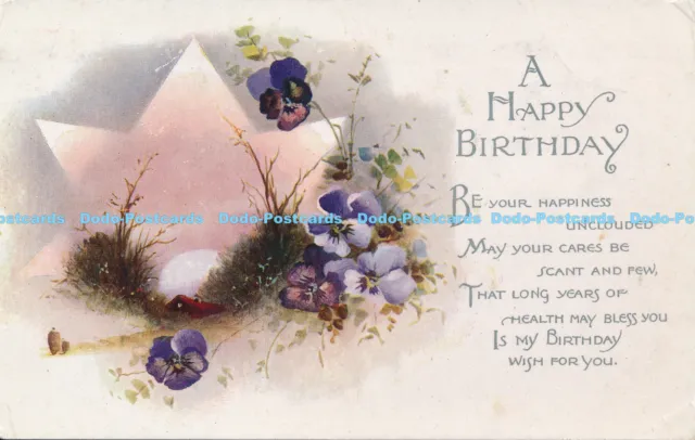 R178827 Greeting Postcard. A Happy Birthday. Poem and Flowers. Wildt and Kray. L