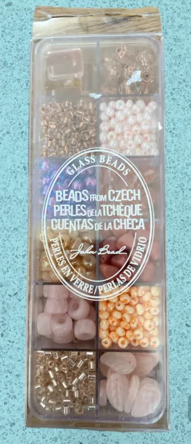 John Bead Parisian Garden Pink Peach Glass Beads NEW bracelet necklace jewelry