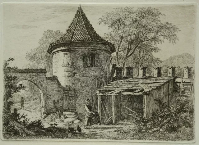 Johann Christoph Erhard `Der Niedrige Runde Turm´ A. 60, Radierung 1817