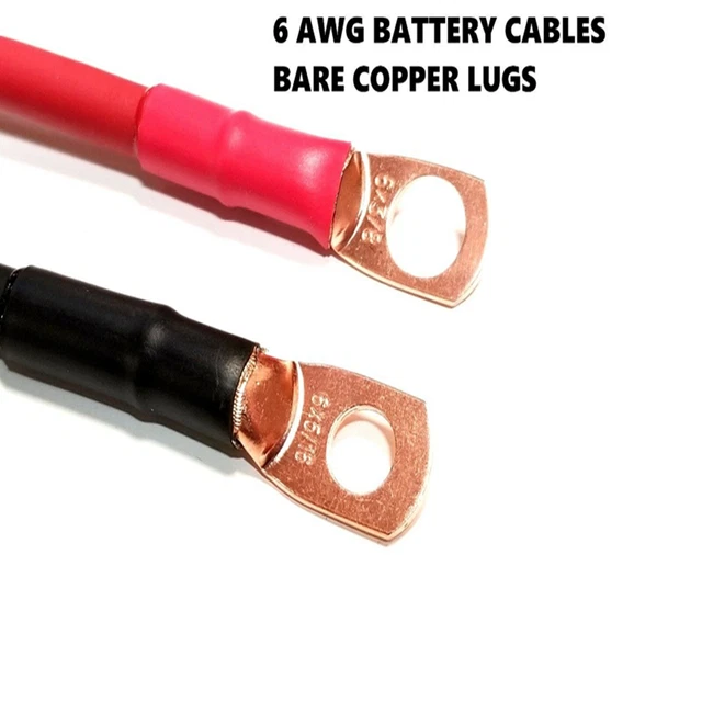 6"-24" 6 AWG Gauge Copper Battery Cable Power Wire Car, Marine, Inverter, RV