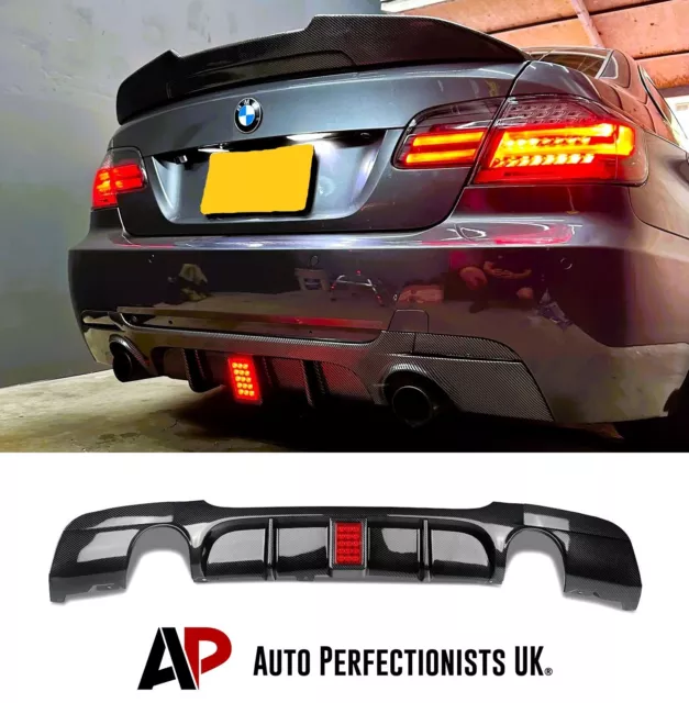 BMW 3 Series 335i Style E92 E93 M Sport Carbon Fibre Rear Valance Diffuser + LED