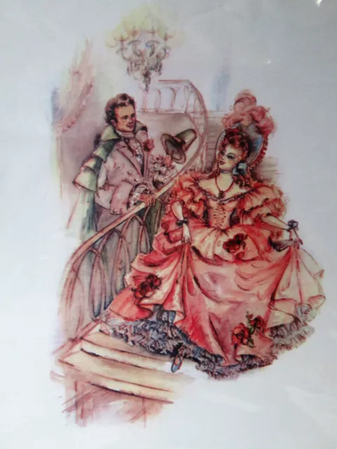 NIP Vtg Romantic Courting Couple Decoupage Print Donald Art Co. Craft or Frame