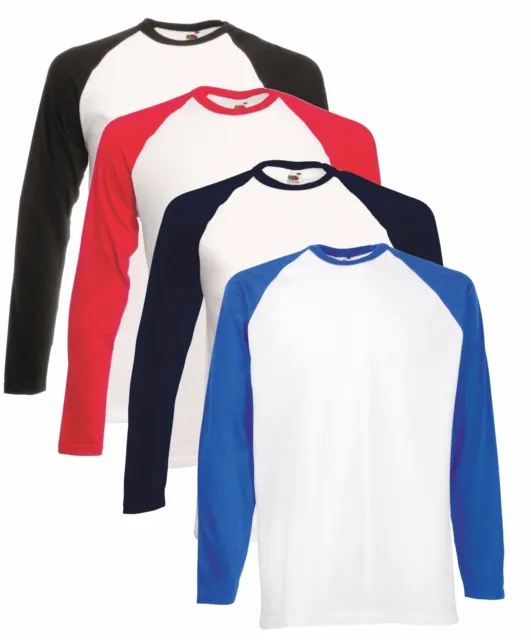 Mans Mens Contrast Long Sleeve Cotton Baseball Tee T-Shirt Tshirt No Logo S-3XL