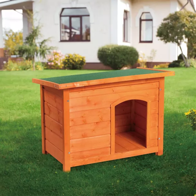 45in Wood Dog House Extreme Weather Resistant Pet Log Cabin Home Outdoor NEW