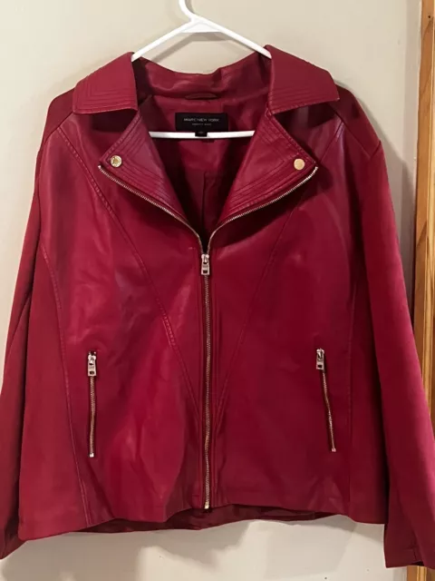 Women’s Marc New York Andrew Marc Red Shirt Moto Jacket Size 2x