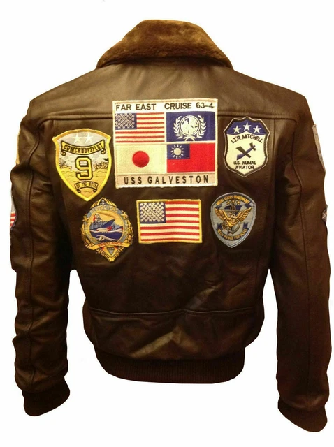 Tom Cruise Top Gun A2 Bomber Giubbino Uomo Caccia Air Force Aviator Giacca Pelle