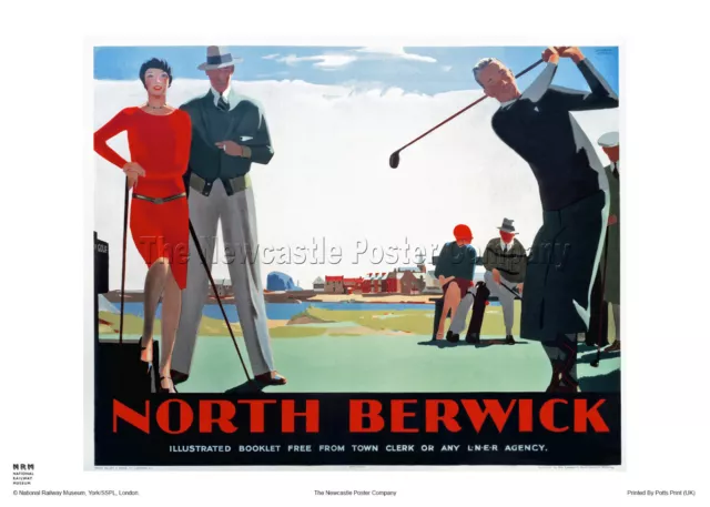 North Berwick Scotland Retro Vintage Railway Travel Advertising Poster Art