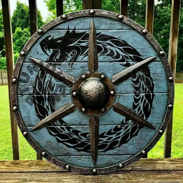 Bouclier rond viking, 24 pouces chevalier bataille guerrier médiéval
