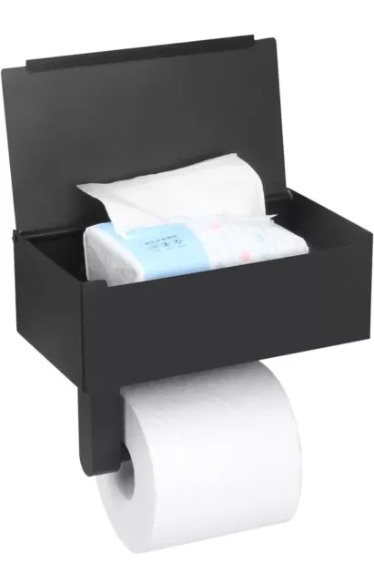 Toilet Paper Holder with Phone Shelf - Flushable Wipes Dispenser