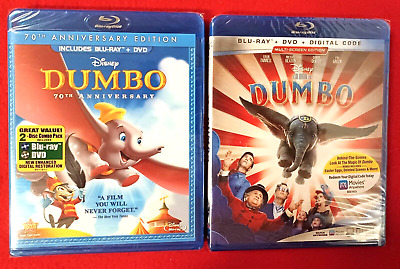 Authentic Disney 2-Pack Dumbo Original Animated & Live Action Blu-ray + DVD