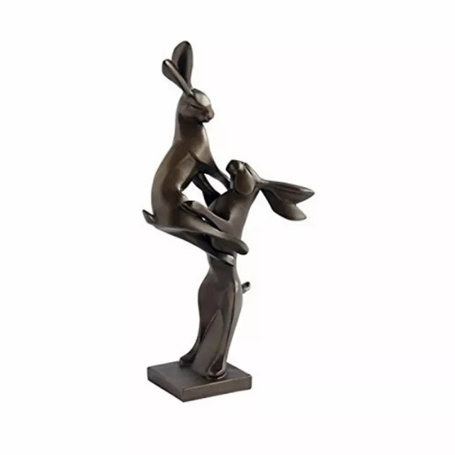 Boxing Hares Ornament Gallery Collection Cold Cast Bronzed Figurine Gift