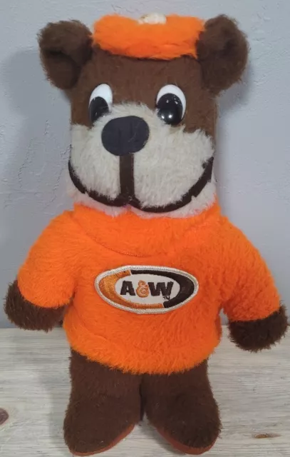 Vintage A&W Root Beer Rooty Plush Bear 1970s Soda Advertising Toy Stuffed Animal