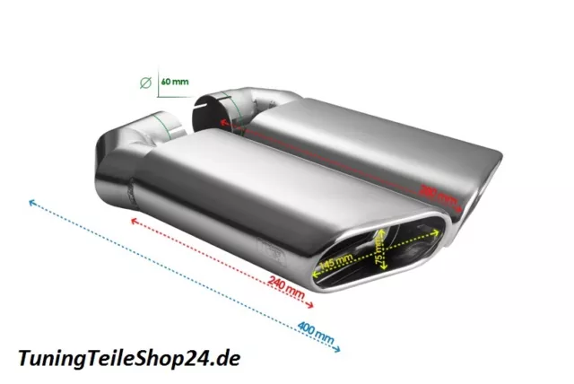 DUPLEX cache d'échappement tuyaux d'échappement tuyaux d'échappement pour VW TOUAREG 55 mm raccordement 2