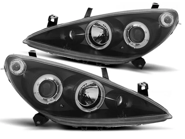 Angel Eyes Scheinwerfer Set für H1/H1/H1 Peugeot 307 BJ 04/01-06/05 Klar Schwarz