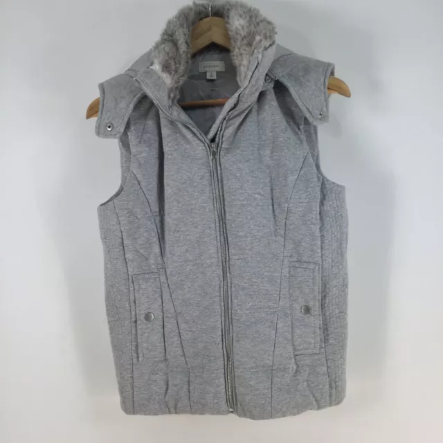 Witchery womens vest jacket size 8 grey sleeveless hooded zip 077996