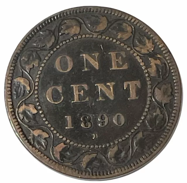 1890 H Canadian Large One Cent Coin Canada KM# 7 Queen Victoria Penny Lot A5-411