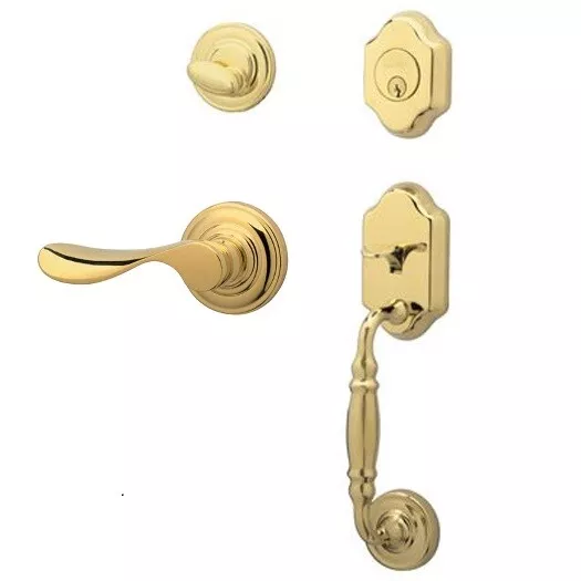 Schlage Entry Handleset Monticello Bright Polished Brass Champagne Lever RH Door