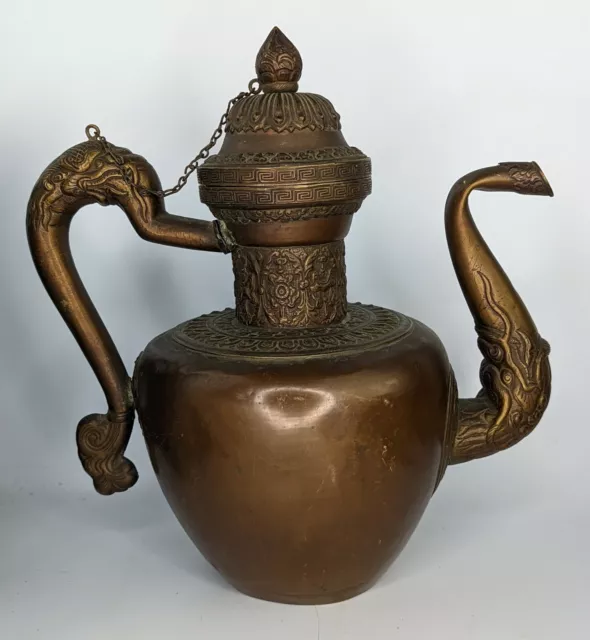 Antique 19th /Early 20th Tibetan Butter Teapot Copper & Brass Fine Quality Tibet