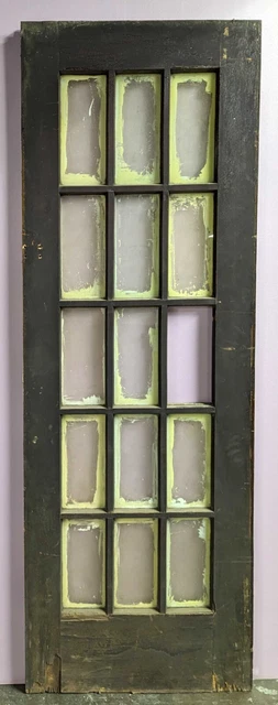29"x83"x1.75" Antique Vintage Old Wood Wooden Interior French Door Window Glass