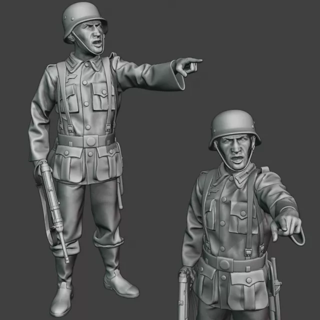 Deutscher Soldat WW2 - Modellbau, Diorama Resin Figur - 1:24, 1:35, 1:48, 1:72